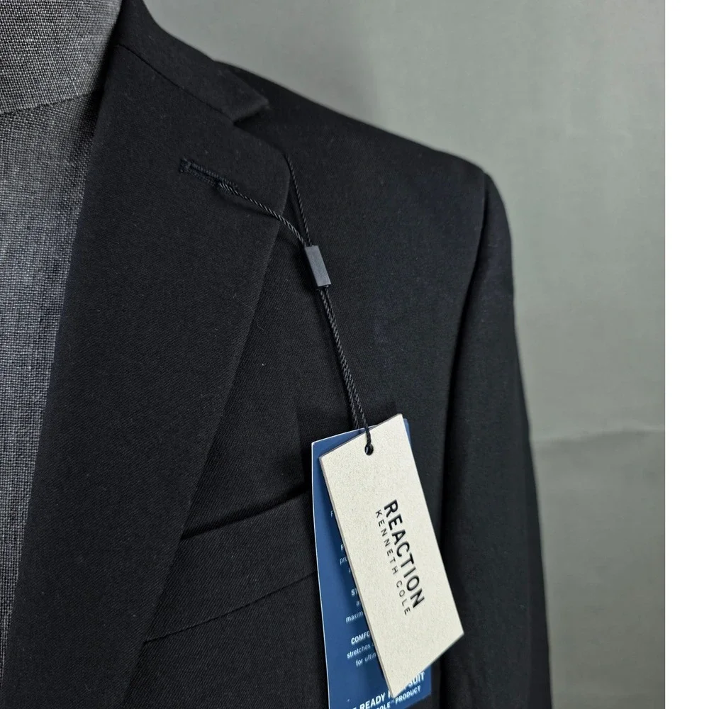 Kenneth Cole Reaction Sport Coat Mens 38S Black Techni-Cole Blazer Suit Jacket‎